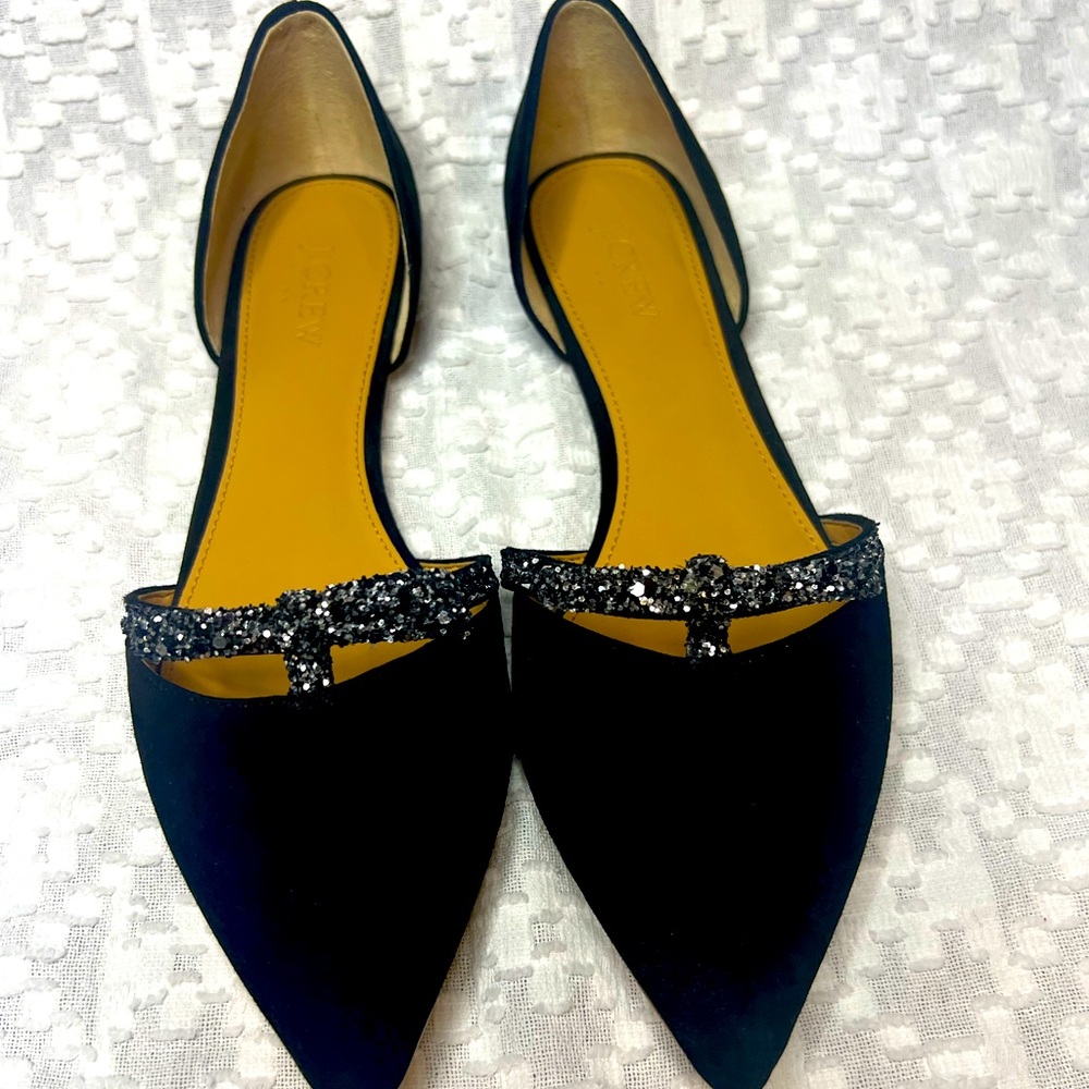 Brand new, J Crew glitter and suede flats, party shoes